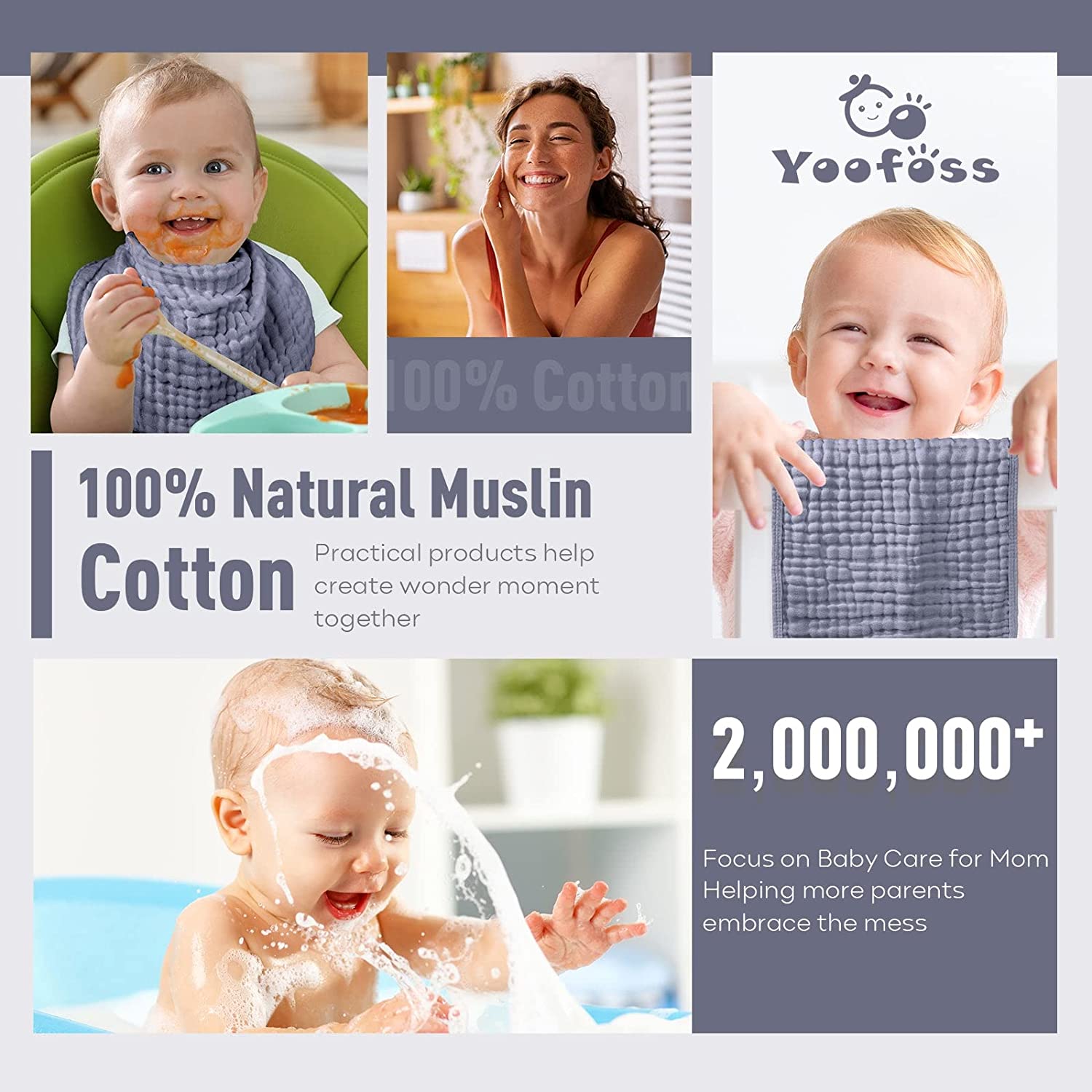 Yoofoss Muslin Burp Cloths for Baby 10 Pack 100% Cotton Baby Washcloths for Boys Girls Large 20''X10'' Super Soft and Absorbent White - Image 6